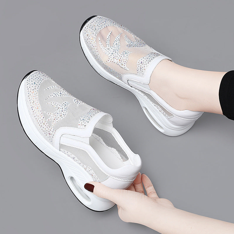 Damen Sneaker Glitzer Modisch Mesh Schuhe