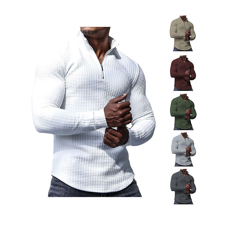 Herren Laufoberteil Stehkragen Funktionsshirt Sportlich