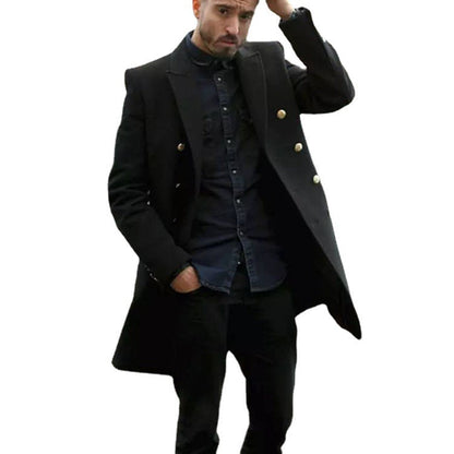 Herren Mantel Doppeltuch Stilvoll Goldknöpfe Elegent