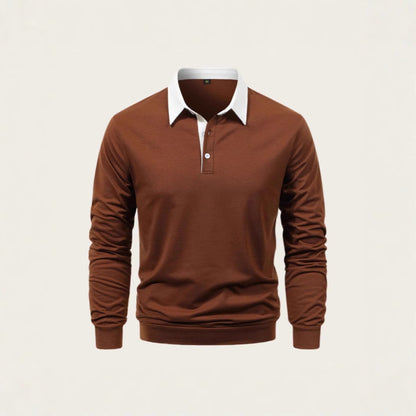 Herren Polohemd Langarm Elegant Baumwolle Hochwertig