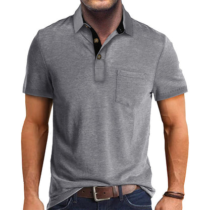 Herren Polo-Shirt Modern Kragen Brusttasche Slim Fit
