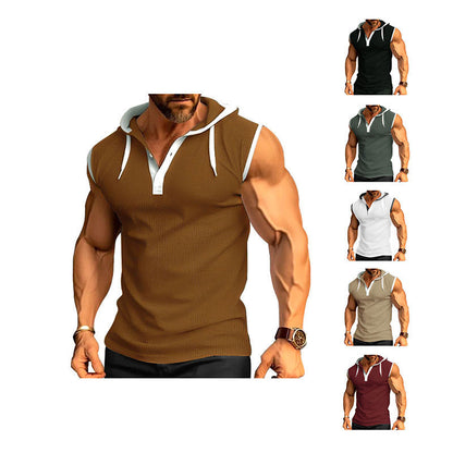 Herren Hoodie Kurzarm Atmungsaktiv Mit Kontraststreifen