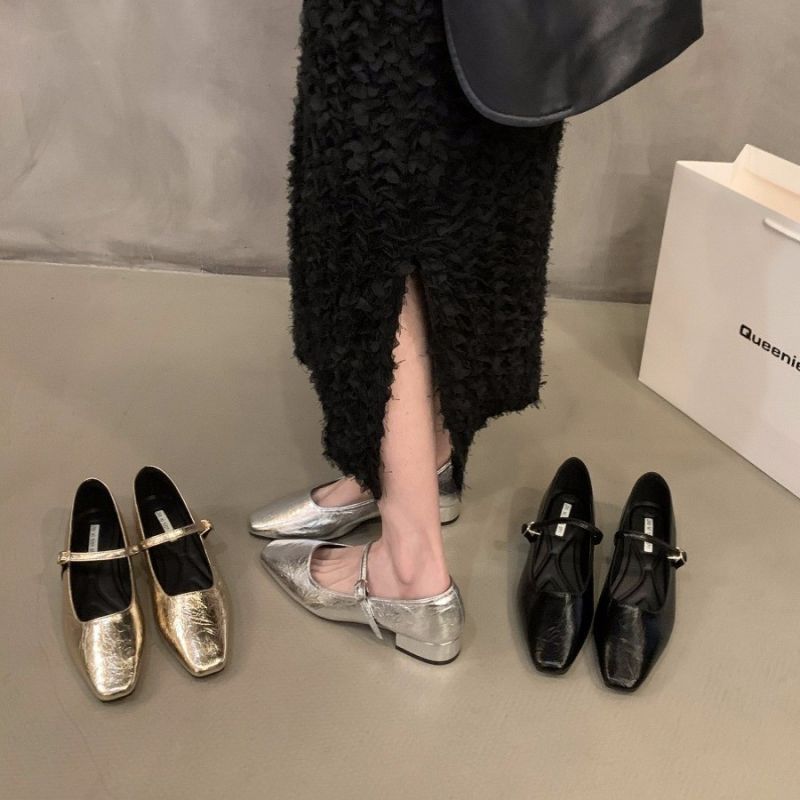 Damen Slingback Ballerinas Elegant Glänzend Schuhe