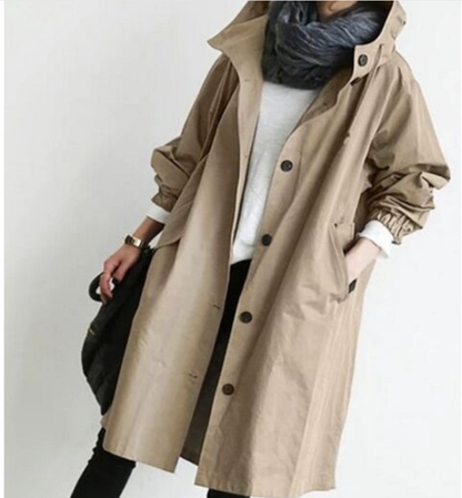 Damen Streetcoat Lang Mantel mit Knöpfen - BerlinGlamour