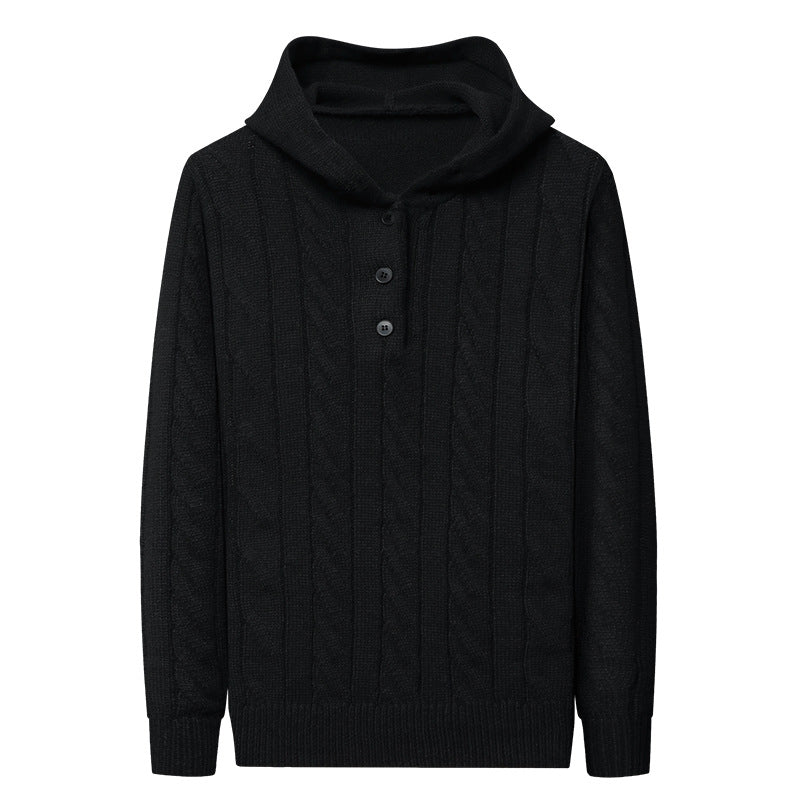 Herren Kapuzenpullover Strickoptik Grau Modern