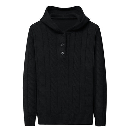 Herren Kapuzenpullover Strickoptik Grau Modern