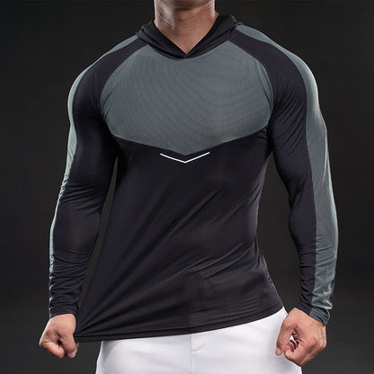 Herren Funktionsshirt Langarm Kapuze Atmungsaktiv Sportlich