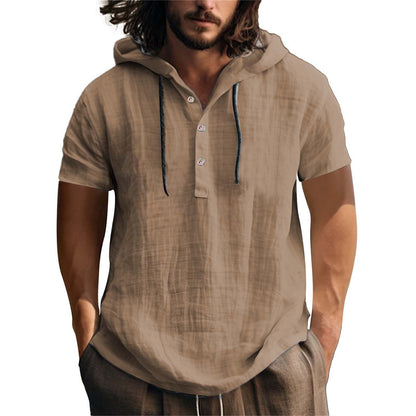 Herren Hoodie Kurzarm Lässig Mit Knöpfen Modern