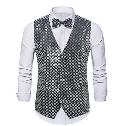 Herren Blazer Elegant Pailletten Verschluss Mit Fliege