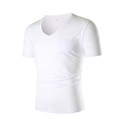 Herren T-Shirt V-Ausschnitt Slim Fit mit Brusttasche