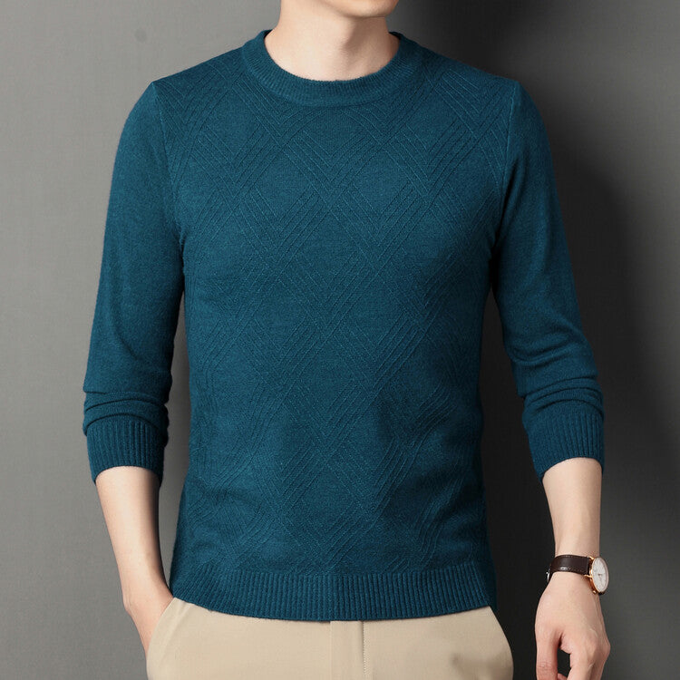 Herren Pullover Rundhals Strukturiert Elegante Mode