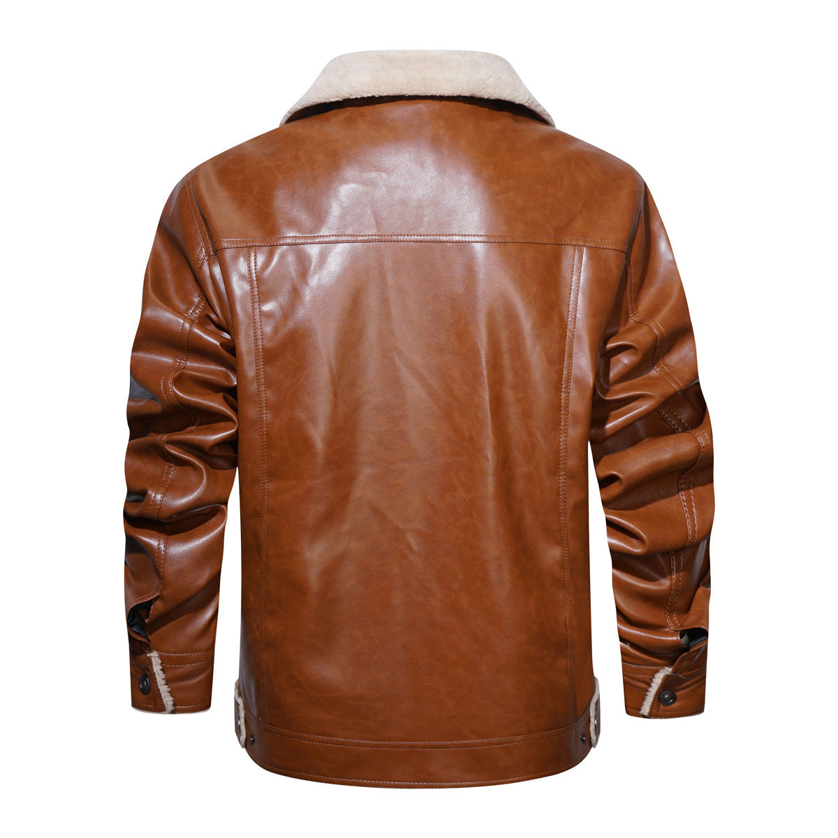 Herren Kunstlederjacke Teddyfutter Lederjacke Modern