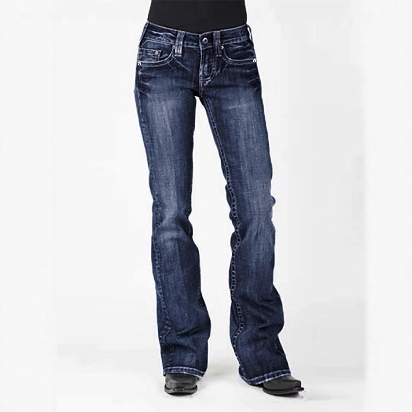 Damen Jeans Bootcut High Waist Elegant Slim Fit