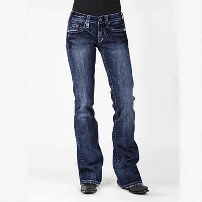 Damen Jeans Bootcut High Waist Elegant Slim Fit