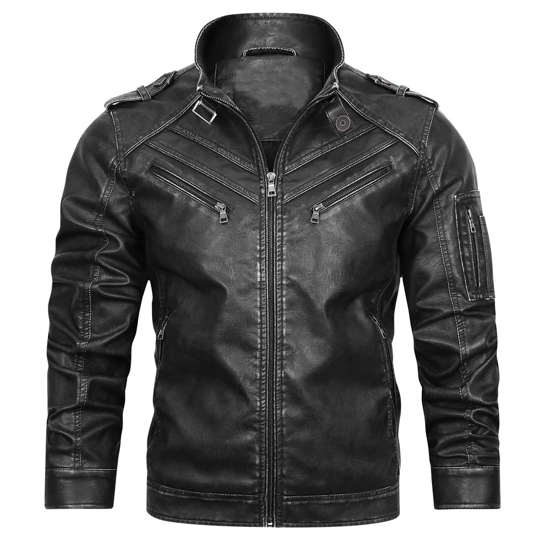 Herren Lederjacke Schwarz Kunstleder Modern - BerlinGlamour