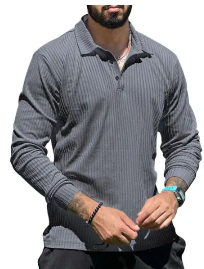 Herren Poloshirt Langarm Modern RippdesignSlimFit