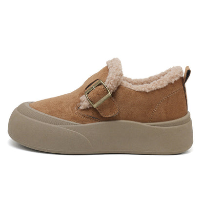 Damen Slipper Flauschig Warm mit Schnalle