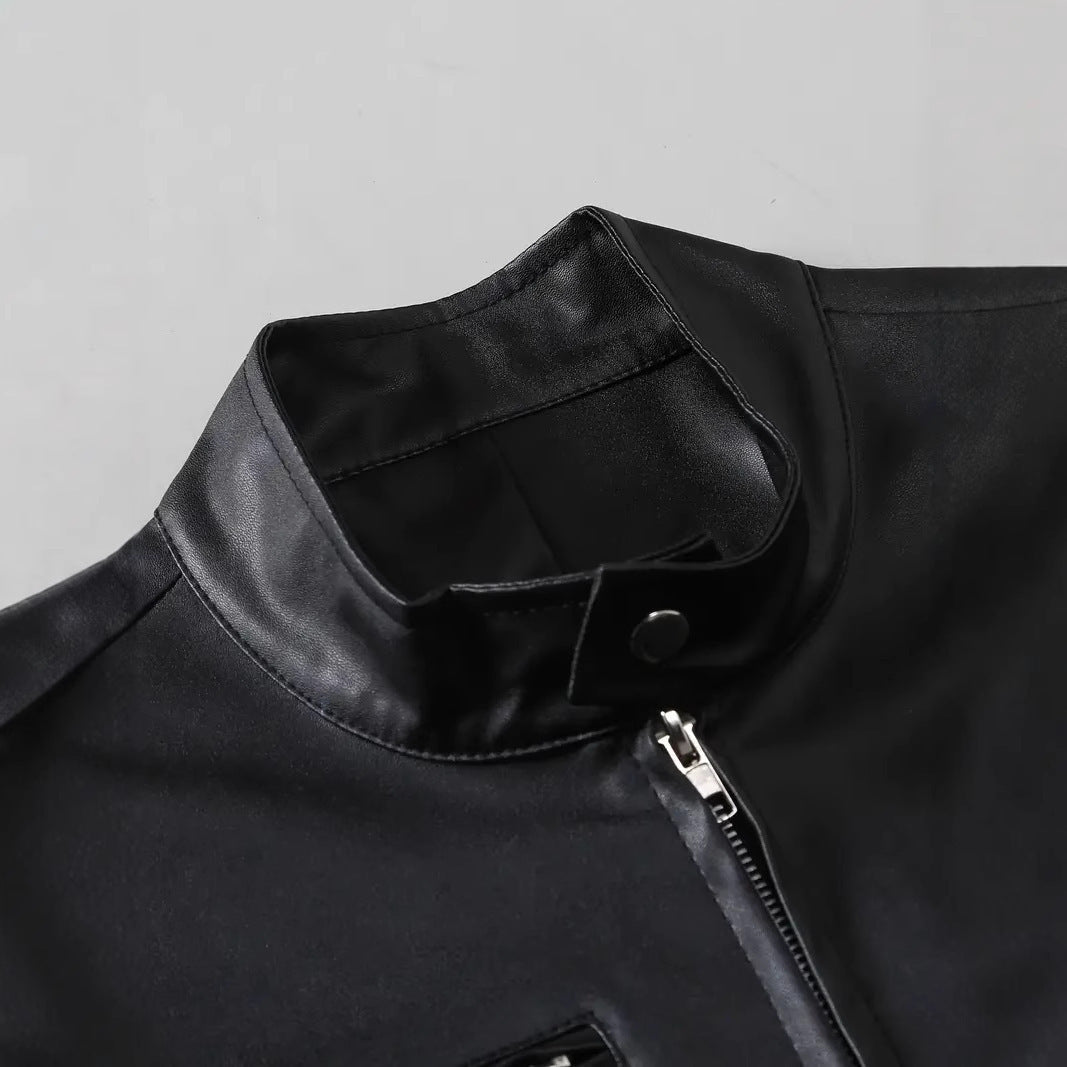 Herren Lederjacke Modern Elegant Schwarz