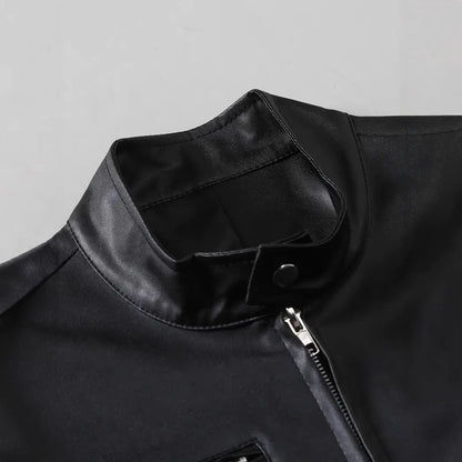 Herren Lederjacke Modern Elegant Schwarz