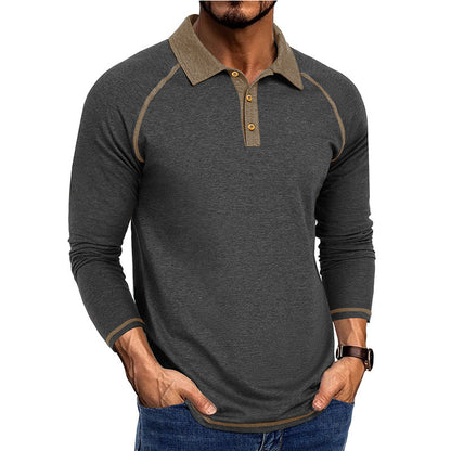 Herren Poloshirt Langarm Sportlich Raglan Schnitt Modern