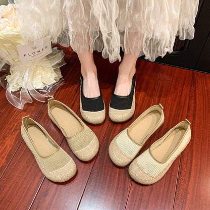 Damen Ballerinas Sommer Bequem Atmungsaktiv Elastisch