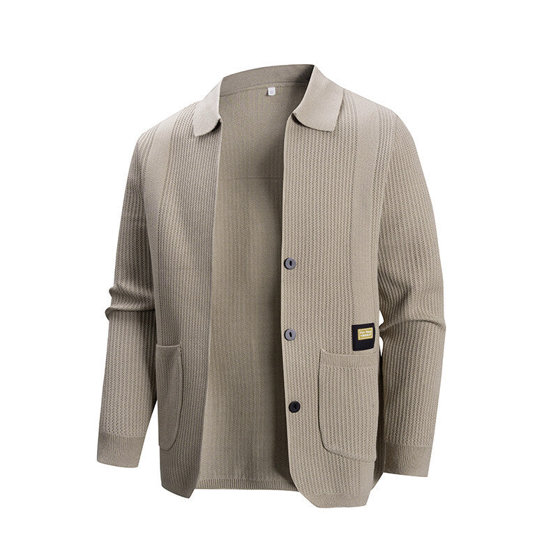 Herren Strickjacke Modern Rippmuster Praktisch