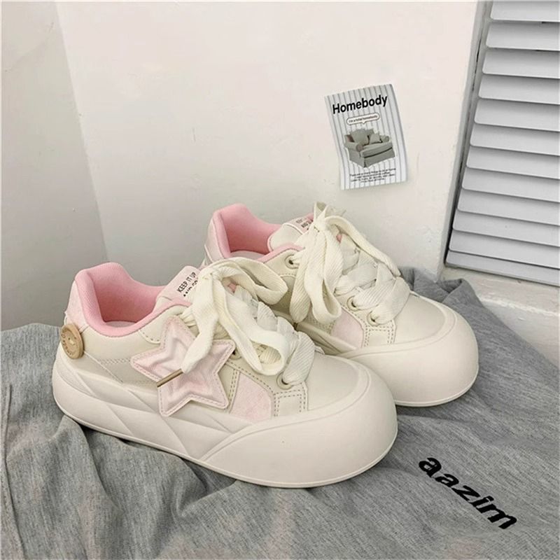 Damen Sneaker Sterne Dekoration Modisch Bequem - BerlinGlamour