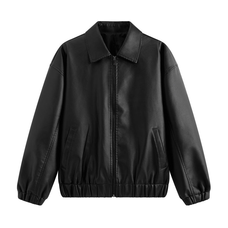 Lederjacke Herren Lässig Elastisch Mit Taschen
