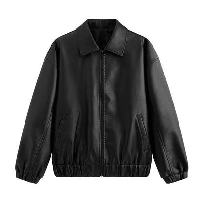 Lederjacke Herren Lässig Elastisch Mit Taschen