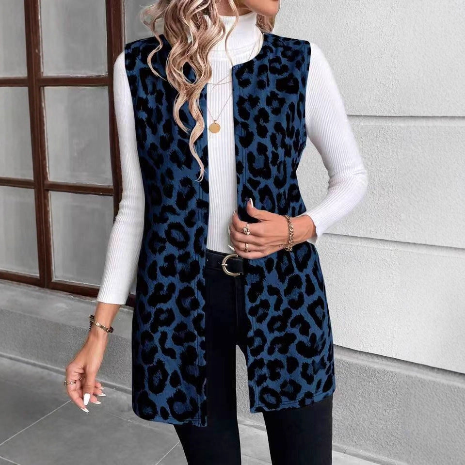 Damen Weste Leopardenmuster Trendig Elegant