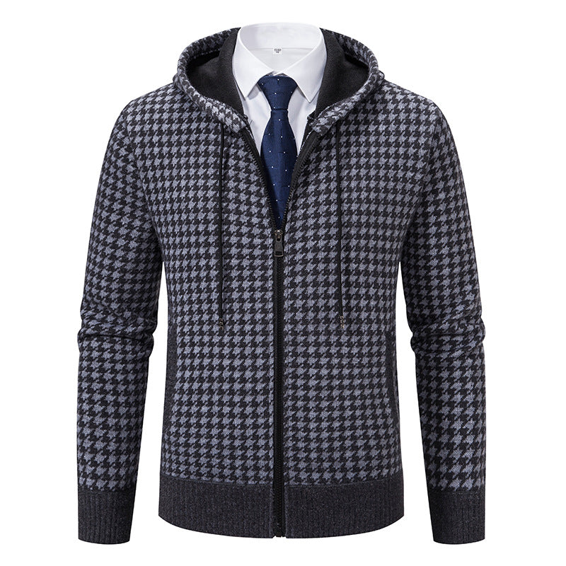 Herren Strickpullover Kapuzenpulli Karomuster Modern