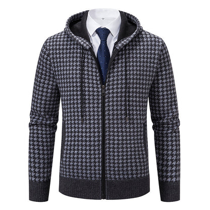 Herren Strickpullover Kapuzenpulli Karomuster Modern