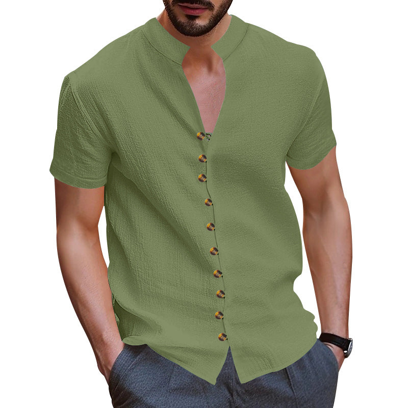 Herren Kurzarmhemd Modern Knopfdesign Slim Fit