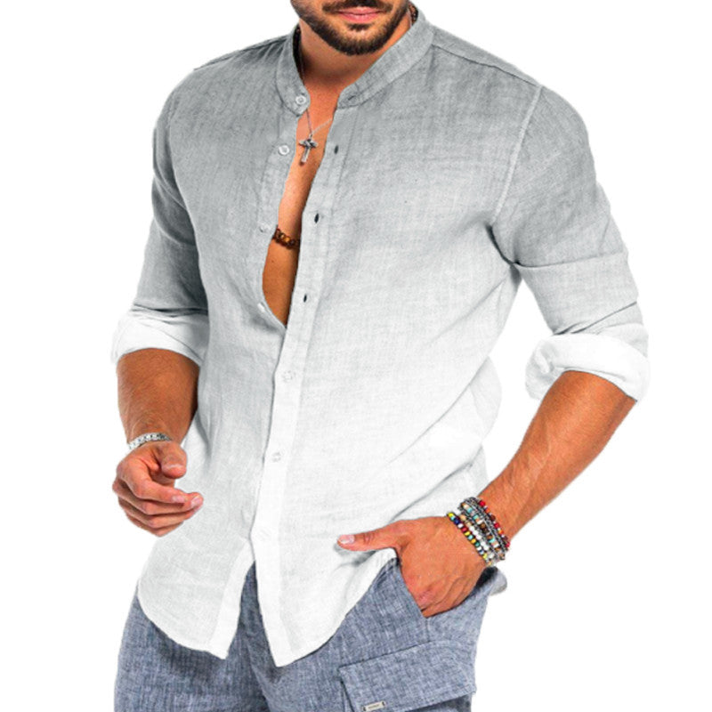 Herren Leinenhemd mit modernem Farbverlauf und praktischen Knopfdetails: Moderne LED-Beleuchtung mit Farbverlauf und Dimmbar für ein modernes Wohnen.