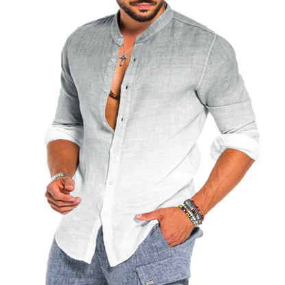 Herren Leinenhemd mit modernem Farbverlauf und praktischen Knopfdetails: Moderne LED-Beleuchtung mit Farbverlauf und Dimmbar für ein modernes Wohnen.
