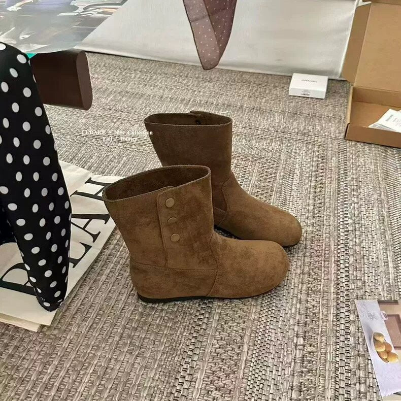 Damen Stiefel Elegante Knöpfchendekoration Mode Schuhe
