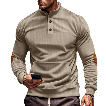 Herren Sweatshirt Stehkragen Knopfverschluss Modern Sportlich