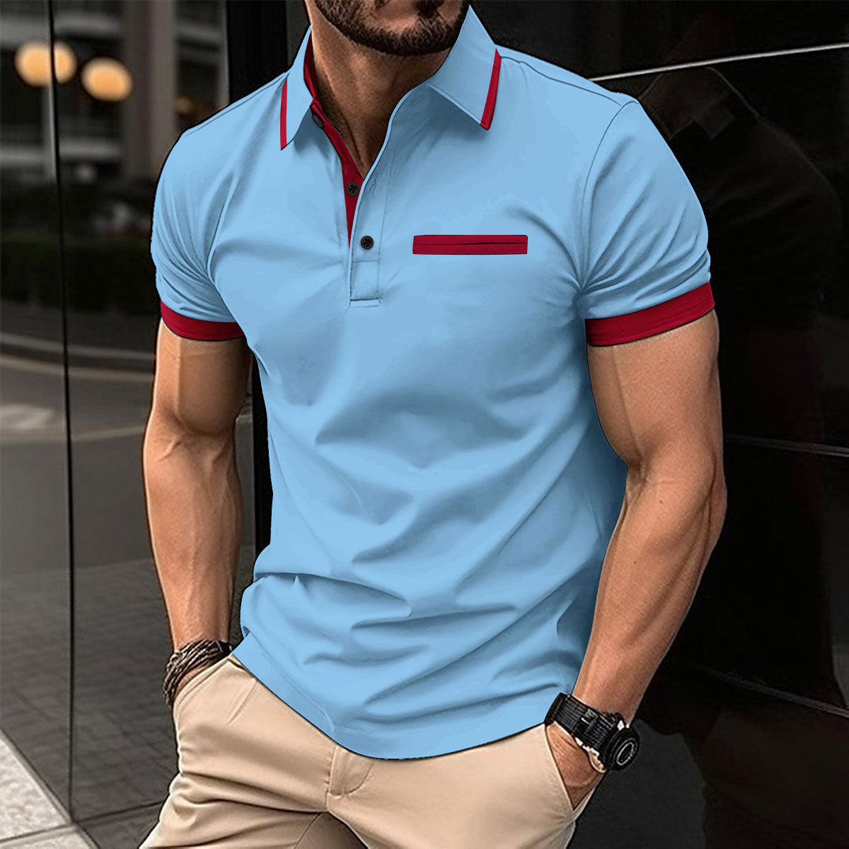 Herren Polohemd Modern Baumwolle Kontrastdetails Elegant - BerlinGlamour