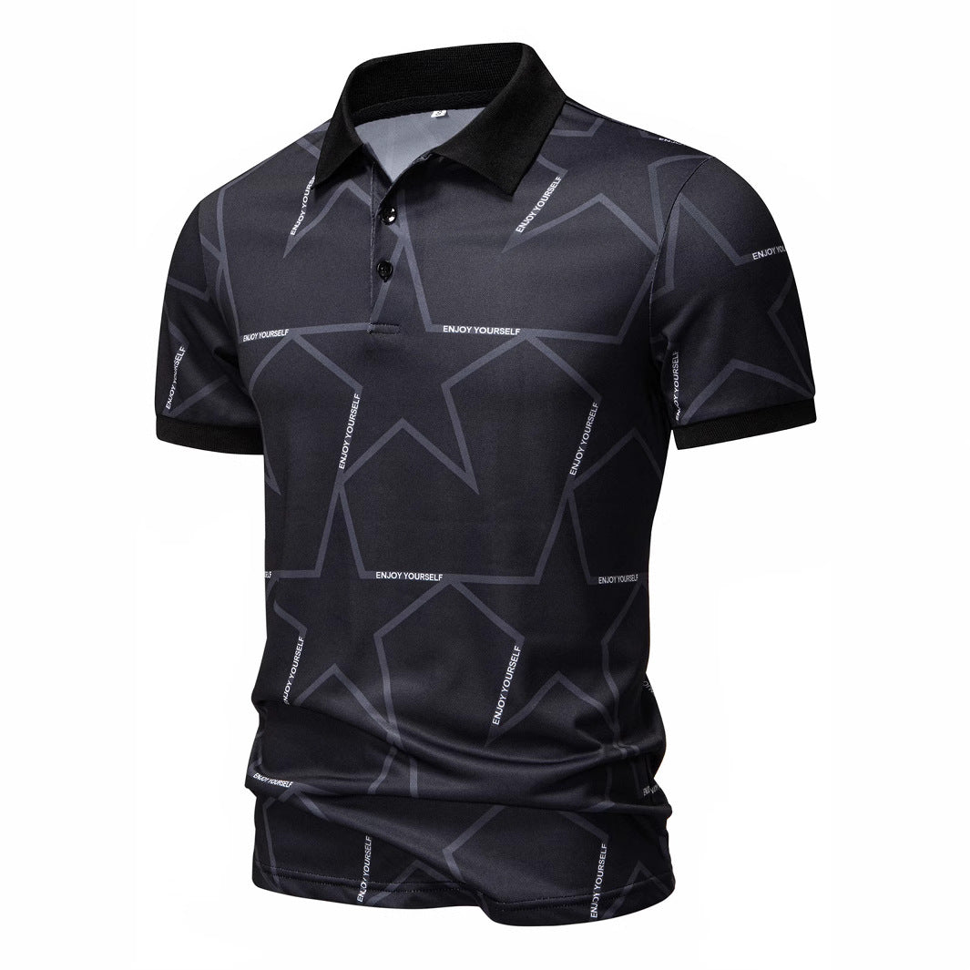 Herren Poloshirt Sternen-Design atmungsaktiv Modern