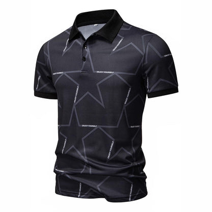 Herren Poloshirt Sternen-Design atmungsaktiv Modern