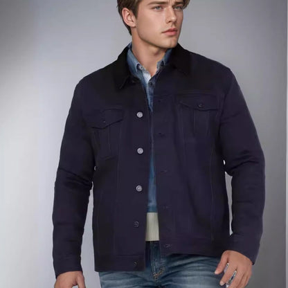 Herren Jeansjacke Klassisch Mit Taschen Modern
