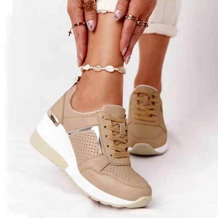 Damen Wedges Sneaker Atmungsaktiv Metallic Detail Damen Schuhe