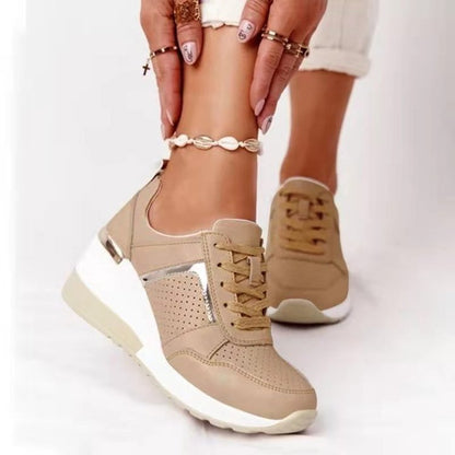 Damen Wedges Sneaker Atmungsaktiv Metallic Detail Damen Schuhe