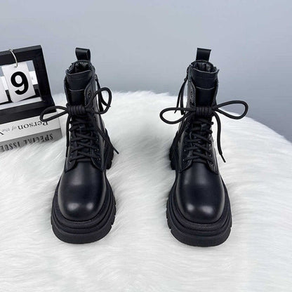 Damenschuhe Stiefel Robust Komfortabel Schnüren