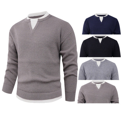 Herren Pullover Strick V-Ausschnitt Modern Rippenmuster - BerlinGlamour