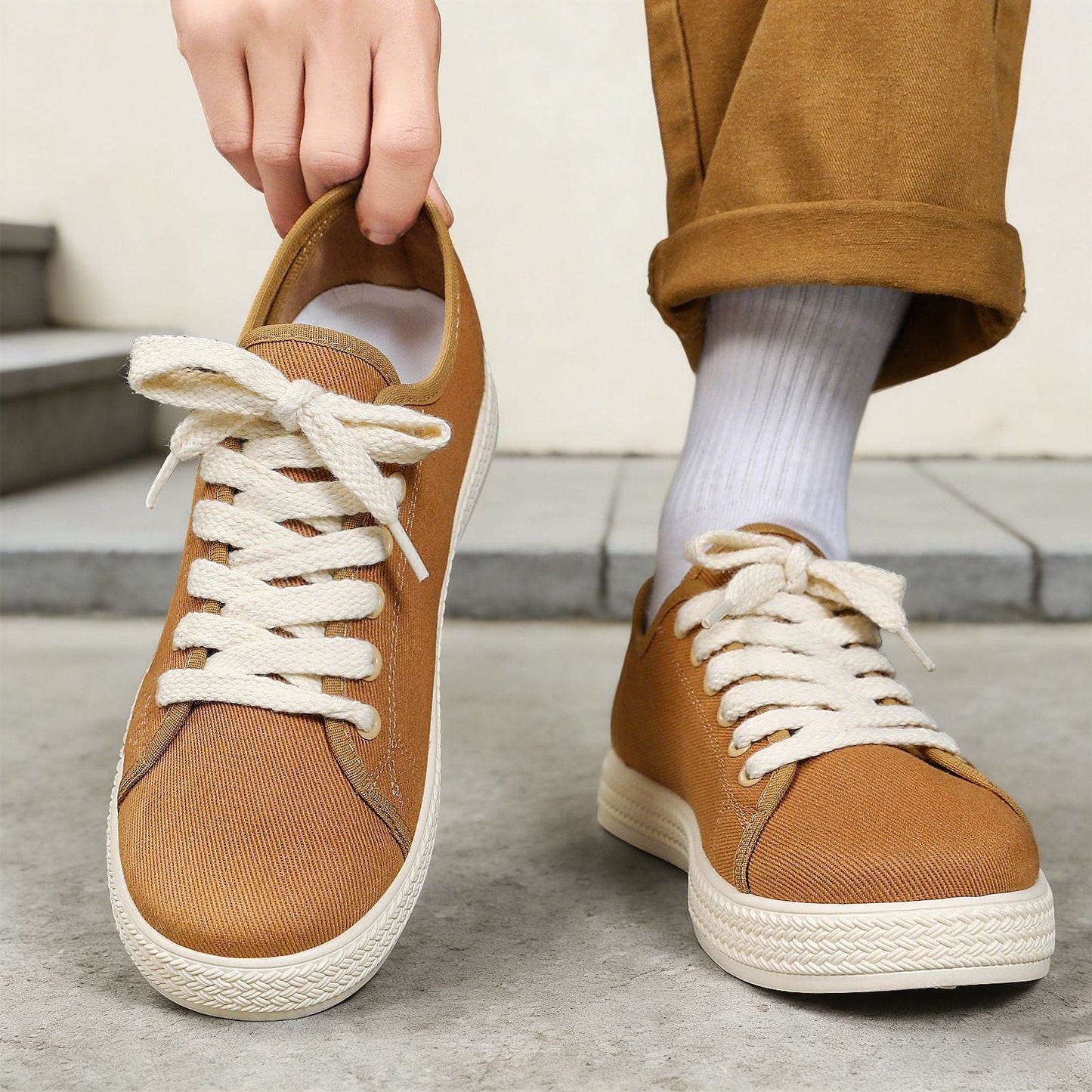 Damen Sneaker Baumwolle Bequem Rutschfest
