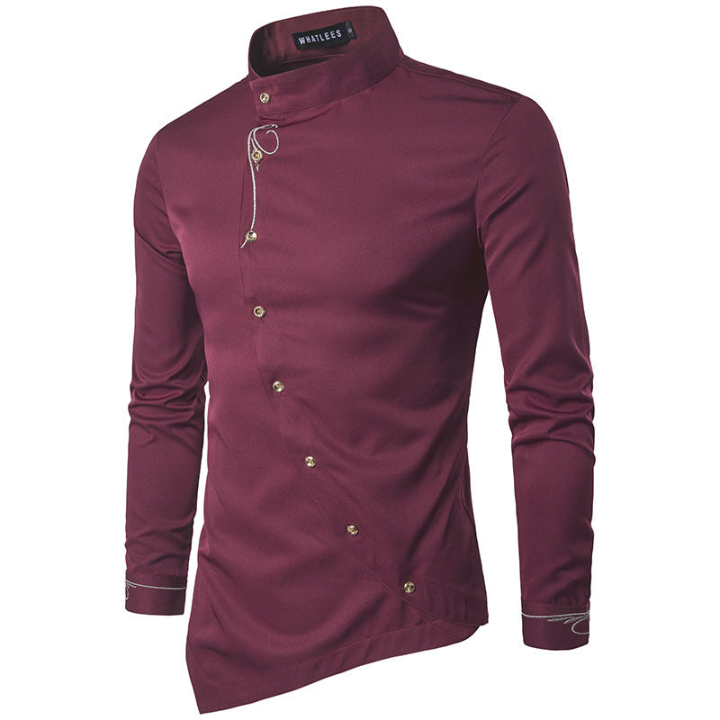 Herren Langarmhemd Asymmetrisch Modern Knöpfe Berlin