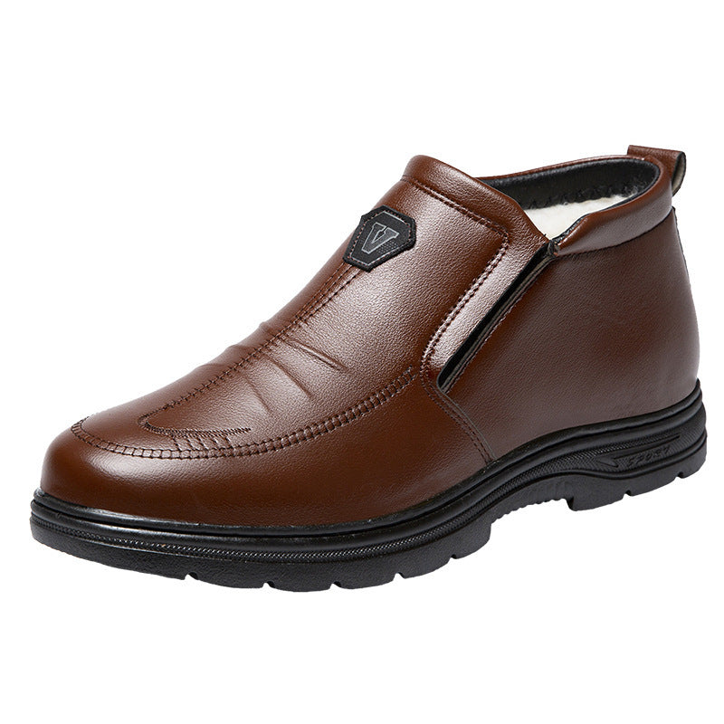 Herren Leder-Stiefeletten Elegante Rutschfeste Sohle Schwarz Lederschuhe