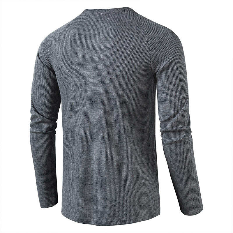 Herren Langarmshirt Modern mit Struktur Stoff und Knöpfen Elegant