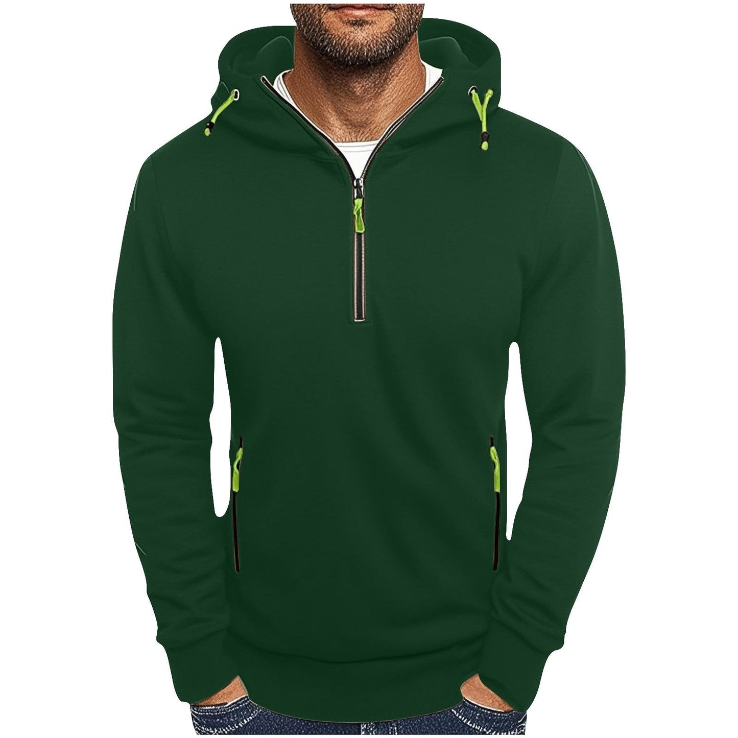 Herren Kapuzenpullover Modisch Mit Taschen Halbzipper